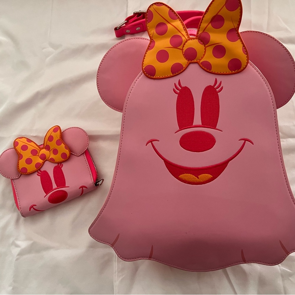 Loungefly Pink and Orange Backpack and Wallet Set